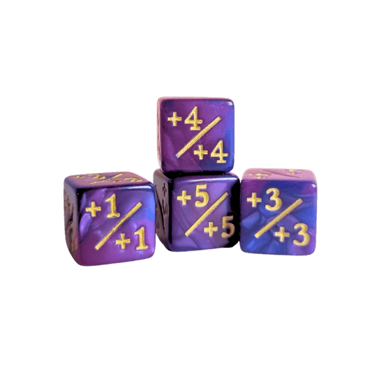 Lot de 4 dés 12mm 6 faces, marqueurs +X/+X