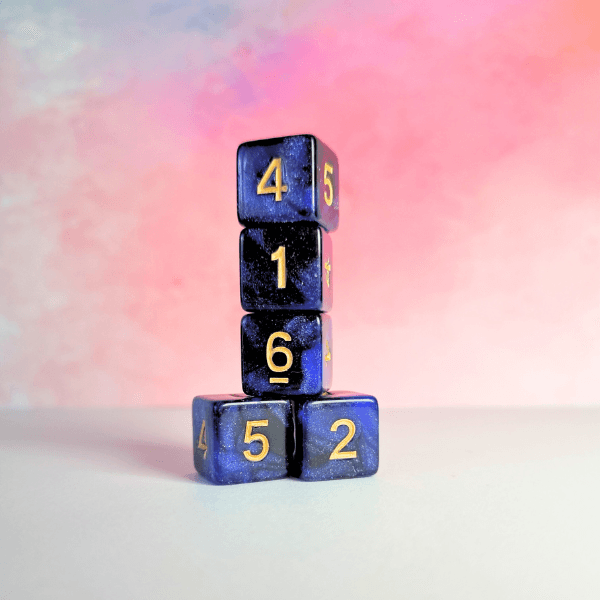 Lot de 5 dés 6 faces de 16mm avec chiffres