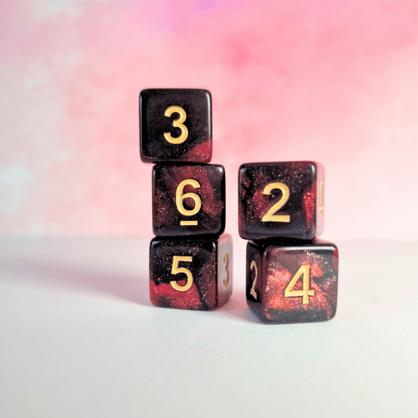 Lot de 5 dés 6 faces de 16mm avec chiffres