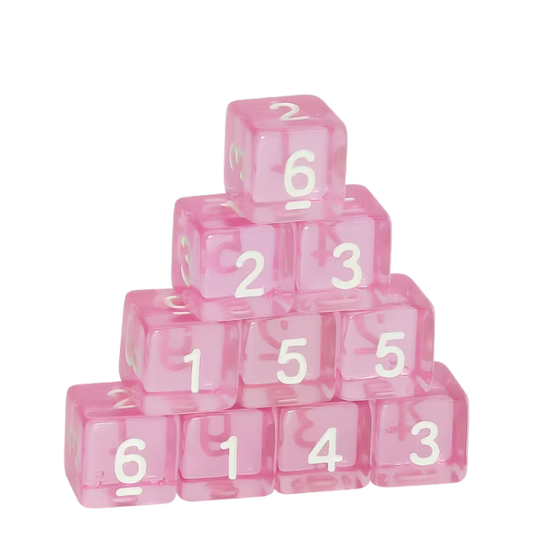 Lot de 5 dés translucides 6 faces de 16mm avec chiffres