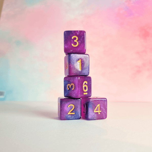 Lot de 5 dés 6 faces de 16mm avec chiffres