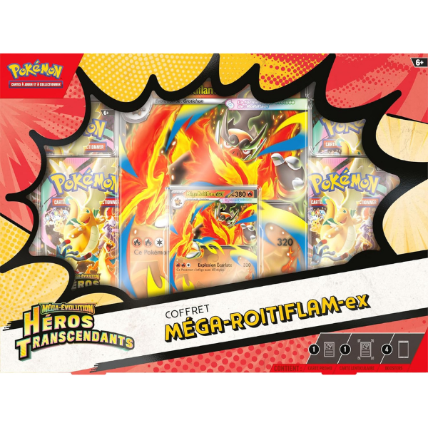 Pokémon – Coffret Méga-Évolution : Héros Transcendants – Méga-Roitiflam-ex (FR)