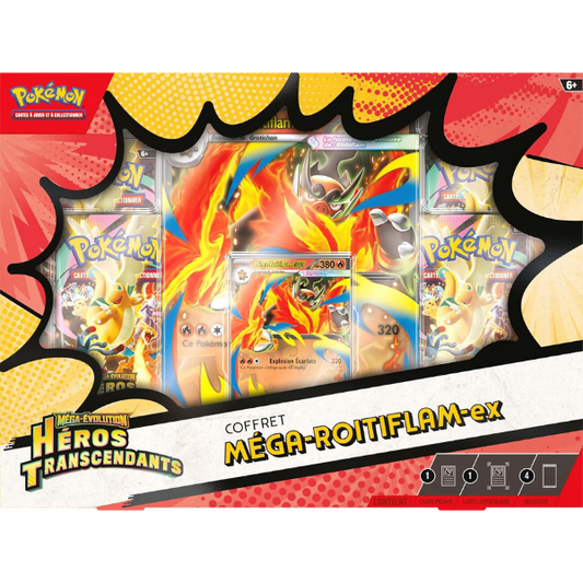 Pokémon – Coffret Méga-Évolution : Héros Transcendants – Méga-Roitiflam-ex (FR)