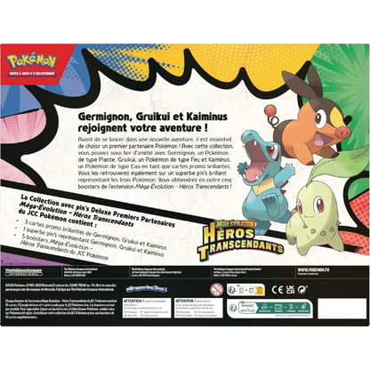Pokémon – Coffret Méga-Évolution : Héros Transcendants – Premiers Partenaires Collection avec Pin’s Deluxe (FR)