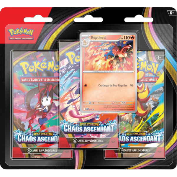 Pokemon - Tripack Méga-Évolution – Chaos Ascendant : Reptincel (FR)